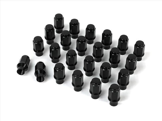 ICON Alloys Lug Nut Kit, M14 x 1.5 Extended Thread w/Custom Shank, Black 24 Count
